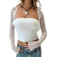 thumbnail image 4 of Elippeo Women Crop Tube Tops Summer Backless Shirts and Floral Lace Shrugs Set Streetwear Aesthetic Clothes, 4 of 10