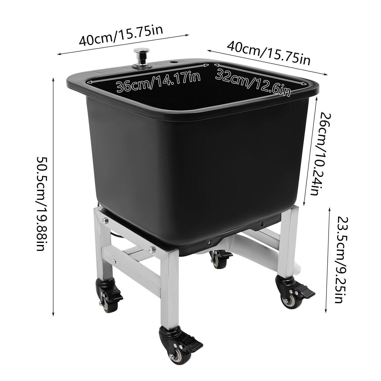 Commercial Plastic Floor Mop Sink - 15.75*15.75*19.88" Mop Buckets Utility Sink for Restaurants, RVs, Bars, Garages, Patios