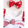 thumbnail image 5 of Suealasg Newborn Baby Girls Easter Outfits Heart Print Bunny Patchwork Short Sleeve Romper Dress with Cute Infant 2Pcs Newborn 1st Birthday Clothes, 5 of 9