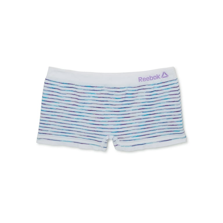  Reebok Girls' Underwear - Seamless Boyshort Panties (5 Pack),  Size Small, Evening Blue/Sharkskin/White Stripes/Dusty Blue/Violet:  Clothing, Shoes & Jewelry