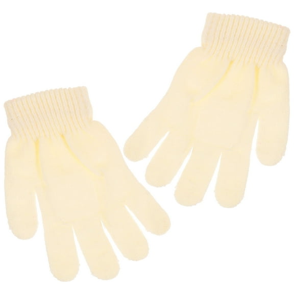 Raindrops Five Fingers Gloves for Playing Outside Knit White 1 Pair