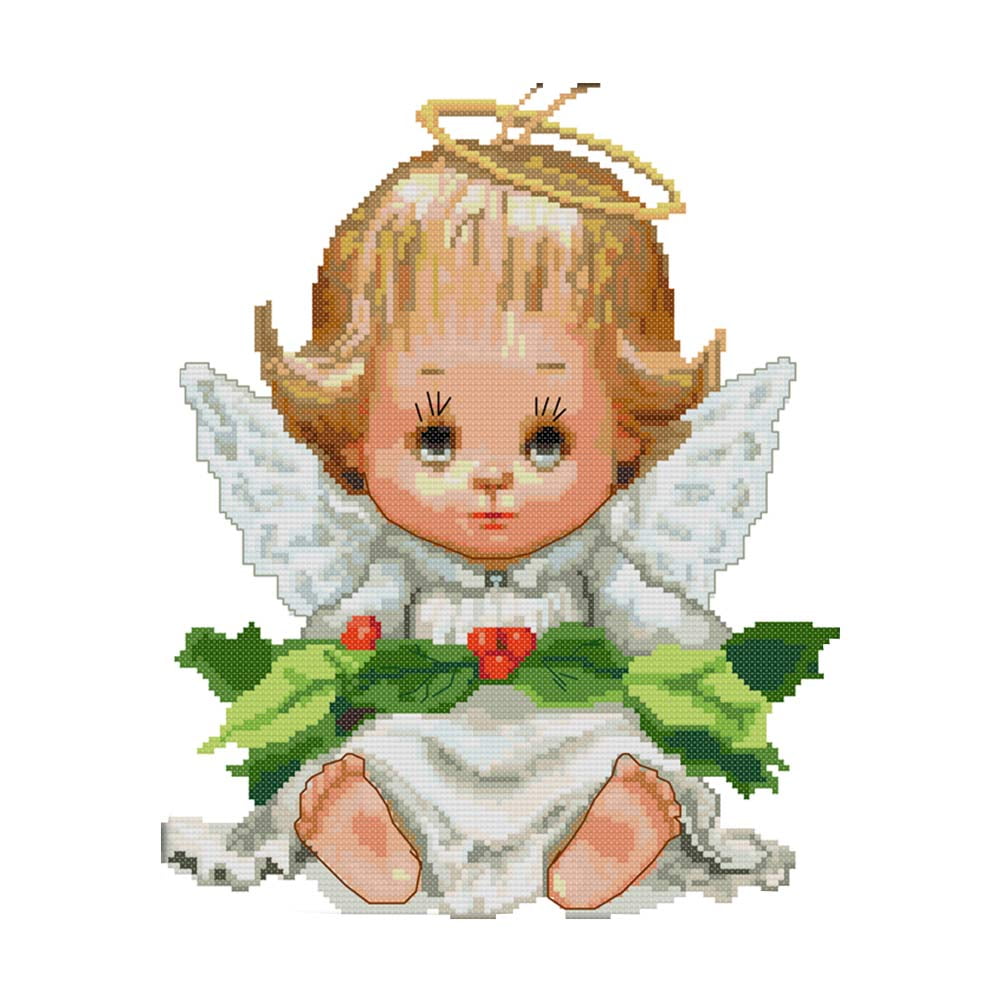Flower Angel Cross Stitch Kit 14CT Young Girl Embroidery DIY Handmade Needlework 