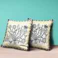 thumbnail image 3 of Pond Peacock Throw Pillow in White Yellow Gray 18x18, 3 of 5
