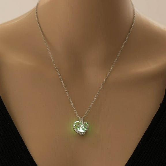 Guodhu Gifts for Mom Mother Necklace Pendant for Women Love Heart Glow In The Dark Hollow Stone Luminous Necklace Mom Birthday Gifts