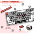 thumbnail image 3 of AK873 Gaming Keyboard,Chroma RGB Backlit,Hot-Swappable Linear Red Switch,PBT Keycap,75% TKL Layout,Ergonomic Mechanical Keyboard with Custom Coiled USB/Type-C Aviation Cable(White Grey), 3 of 9