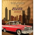 thumbnail image 3 of Georgia Duvet Cover Set, Welcome to Atlanta Retro Concept Old Classic Car and City Skyline, Decorative 3 Piece Bedding Set with 2 Pillow Shams, Calking Size, Dark Cocoa Multicolor, by Ambesonne, 3 of 3