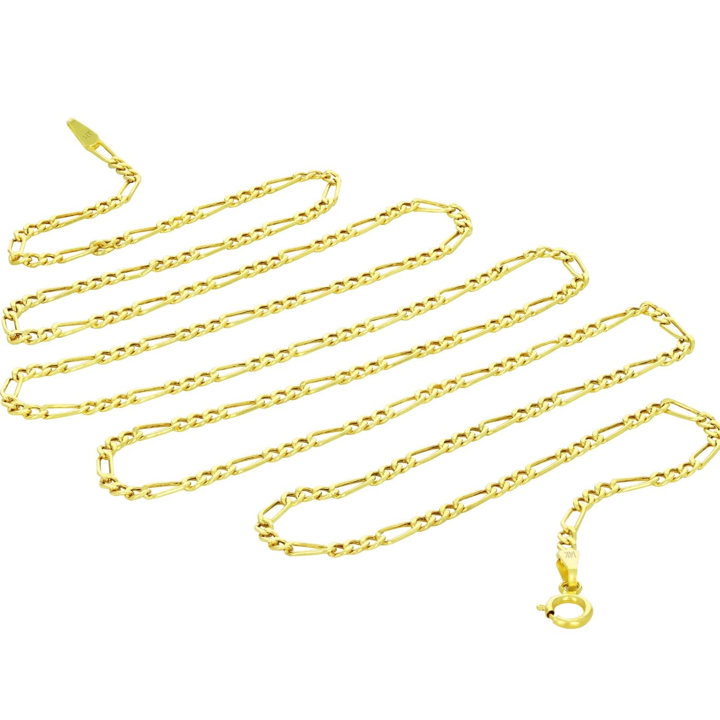 Nuragold 14k Real Yellow Gold Figaro Link 2mm Chain Necklace (16"-24") Dainty Italian Jewelry for Men & Women