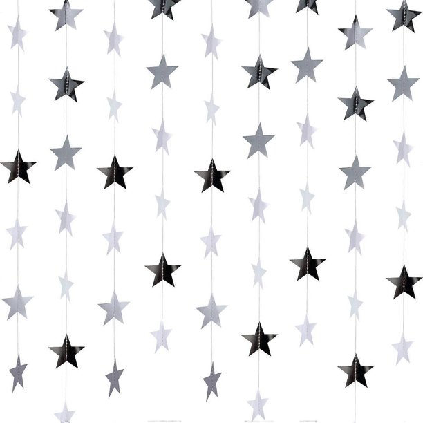 Guirnalda de estrellas brillantes para decoración de fiestas, 130 pies de estrellas doradas brillantes colgantes, telón de fondo para compromisos, bodas, baby showers, cumpleaños y Navidad.