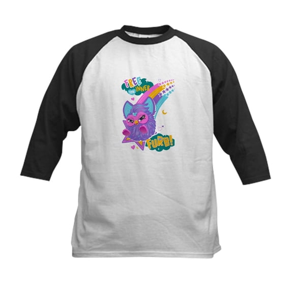 CafePress - Furby Inner Furb Kids Baseball T Shirt - Kids Cotton Baseball Jersey, 3/4 Sleeve Shirt