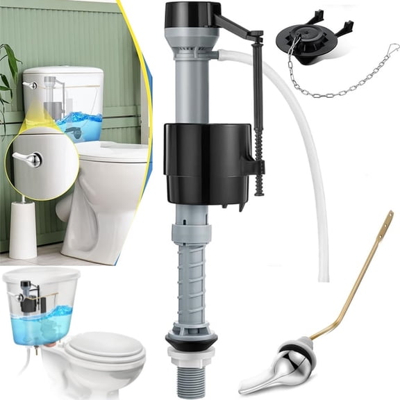 Universal Toilet Flusher Replacement Kit, Fill Valve, 2-Inch Flapper, Side Mount Handle Lever, Water-Saving, Adjustable Toilet Repair Kit Inside Tank, Easy to Install