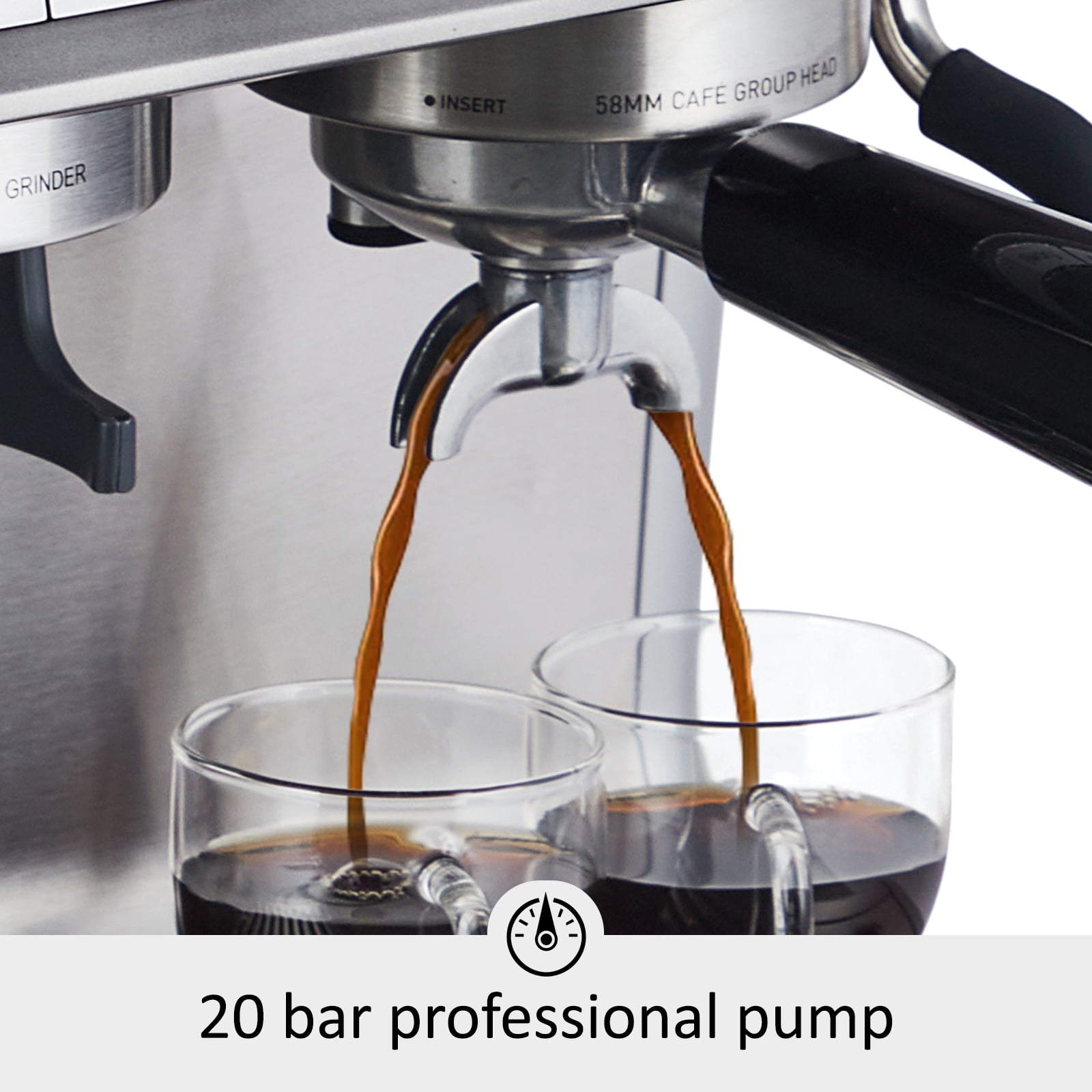 Espresso Machine for Cappuccino Latte 20 Bar Espresso Maker with Milk Frother Steam Wand Fast Heating Silver