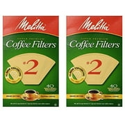 Melitta Super Premium #2 Cone Paper Coffee Filters Natural Brown, 40 Count, 2 Pack