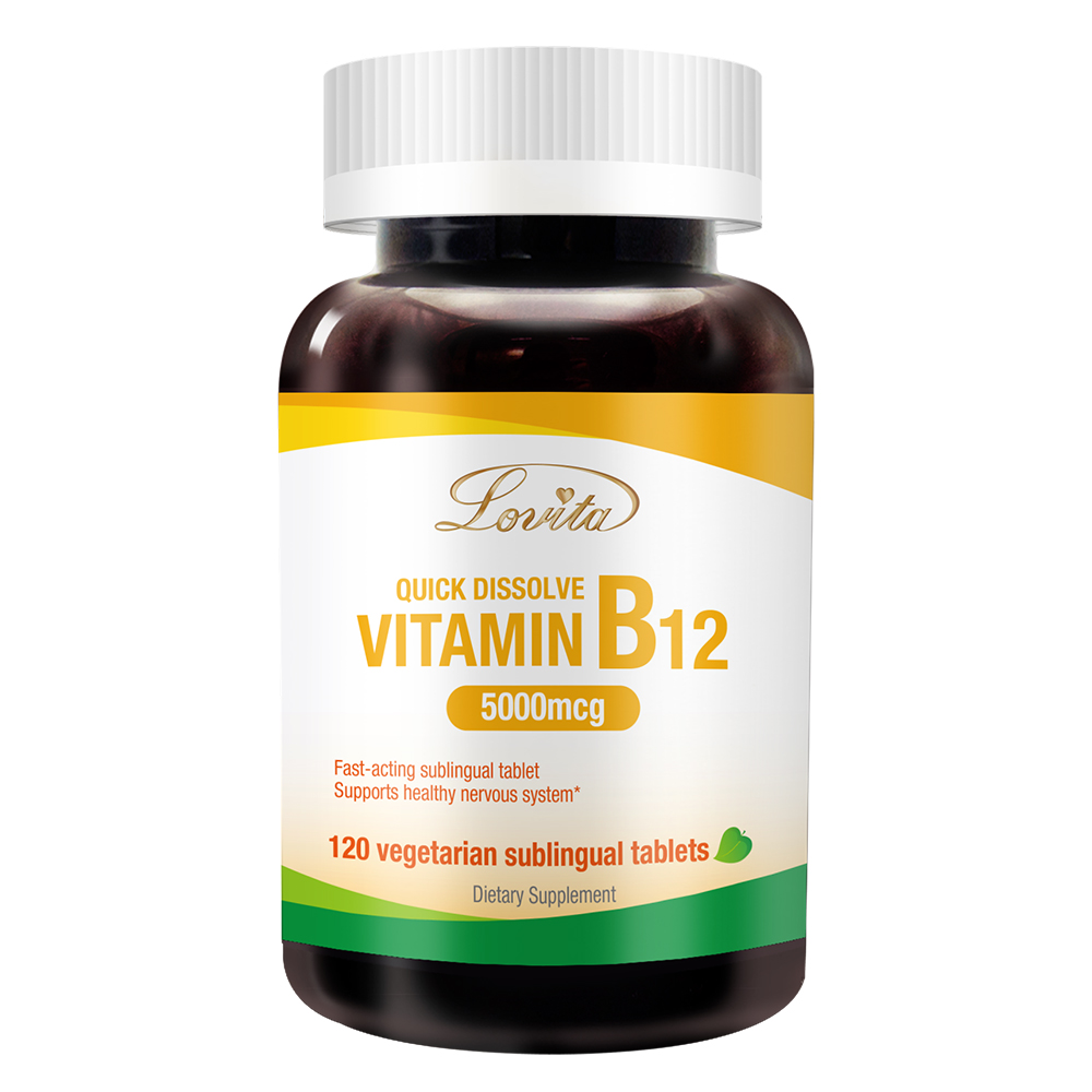 Lovita Maximum Strength B12 Vitamins 5000 mcg, Quick Dissolve B12