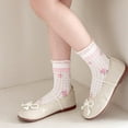 thumbnail image 6 of Girls Cotton Thin Mesh Crew Socks, Kids Floral Flower Cute Summer Socks, 5 Pairs, 3~12Years, 6 of 7