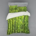 thumbnail image 2 of Bamboo Duvet Cover Set, Exotic Tropical Asian Forest Fresh Color Nature Wild Trees and Leaves Print, Bedding Set with Shams and Fitted Sheet, 3 Sizes, by Ambesonne, 2 of 3