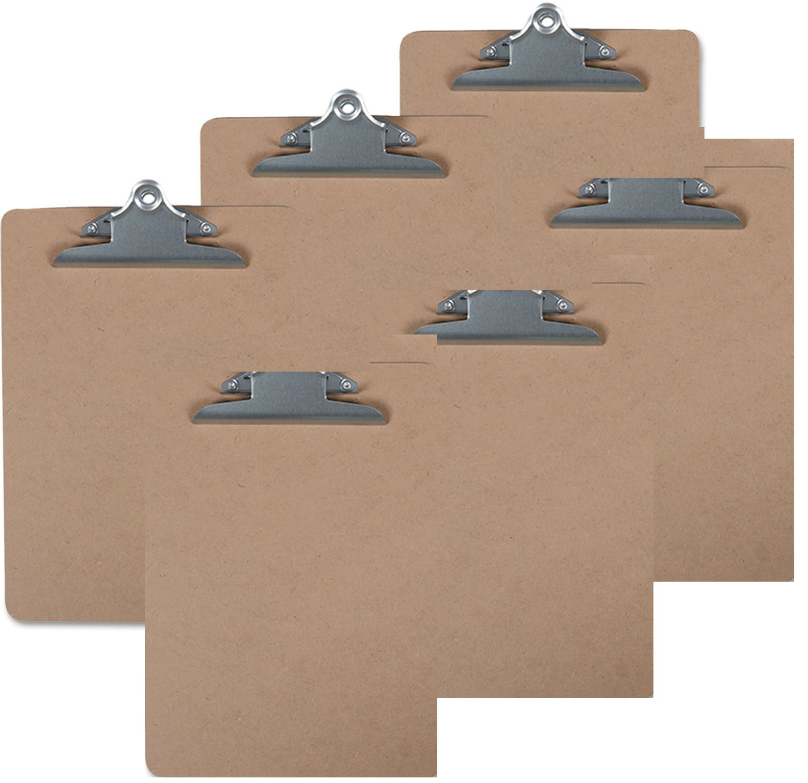 Universal Hardboard Clipboard, 1" Capacity, Brown, 6/Pack (8.5x11 Sizes