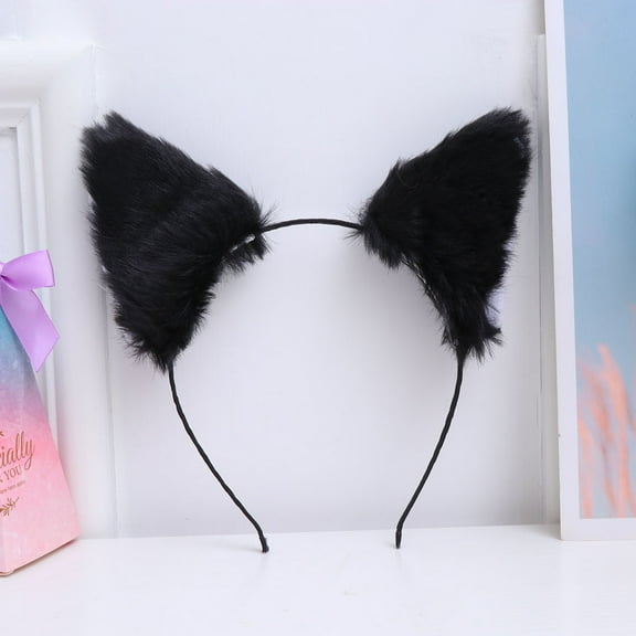LEORX Black Plush Ear Hair Hoop Party Headband Comfortable Festival Headdress