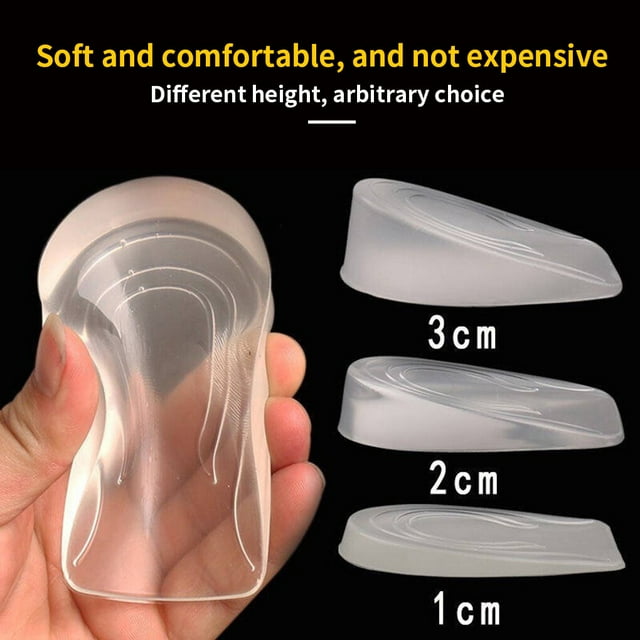 2Pcs Transparent Height Increase Insoles Faux Leather Inner Heightening Shoes Heel Half Cushion
