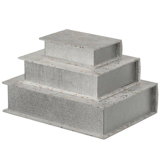 Set of 3 Velvet Vintage Storage Wooden Antique Classic Decorative Book Box Holder