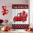 thumbnail image 2 of Happpy Valentine's Day Bathroom Shower Curtains with Hooks, Love Truck with Rose Red Black Plaid Waterproof Fabric Washable Shower Curtain for Home Hotel Bathtub Decor 36x72 Inch, 2 of 9
