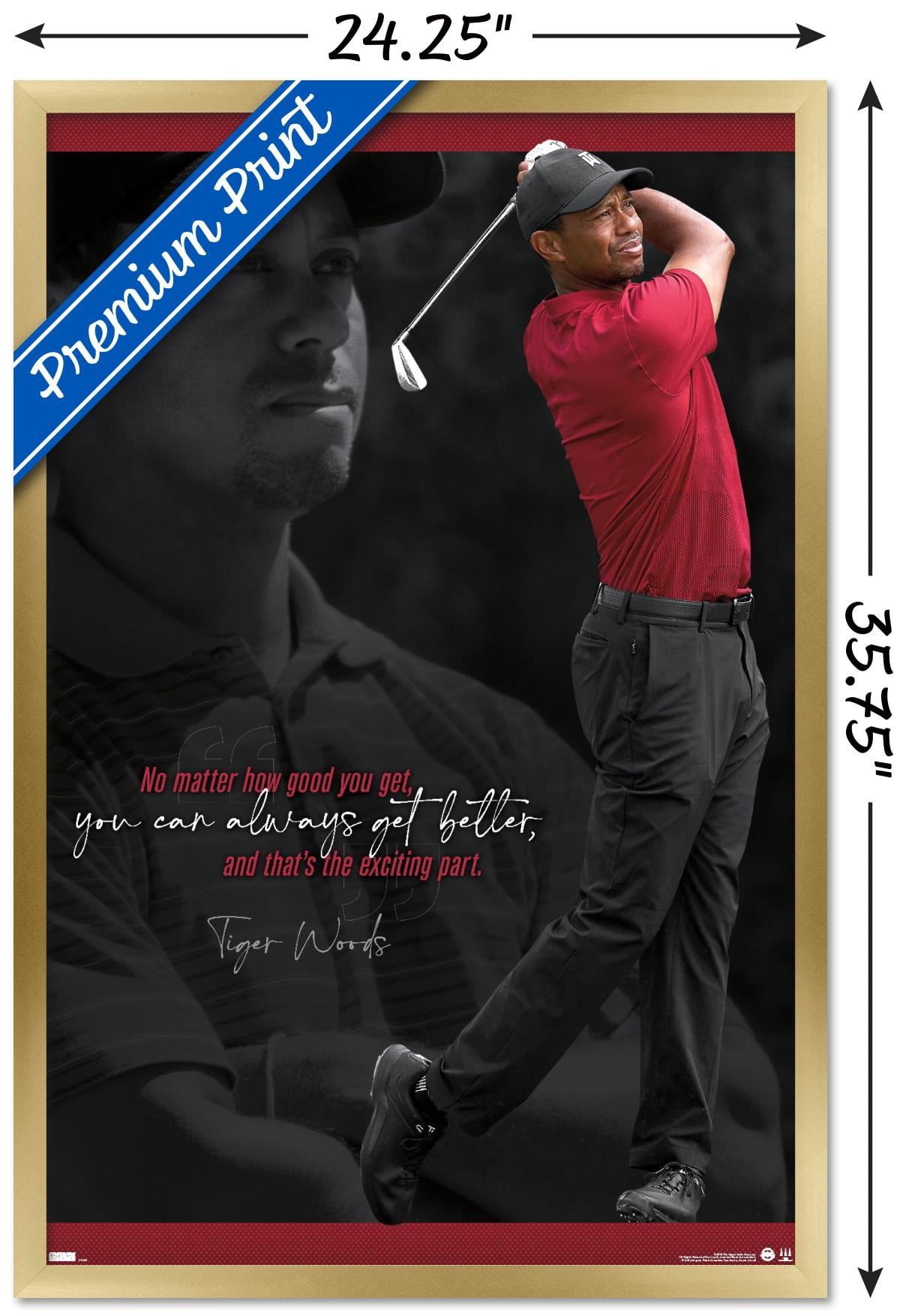 Tiger Woods - Always Get Better Wall Poster, 22.375" x 34" Framed