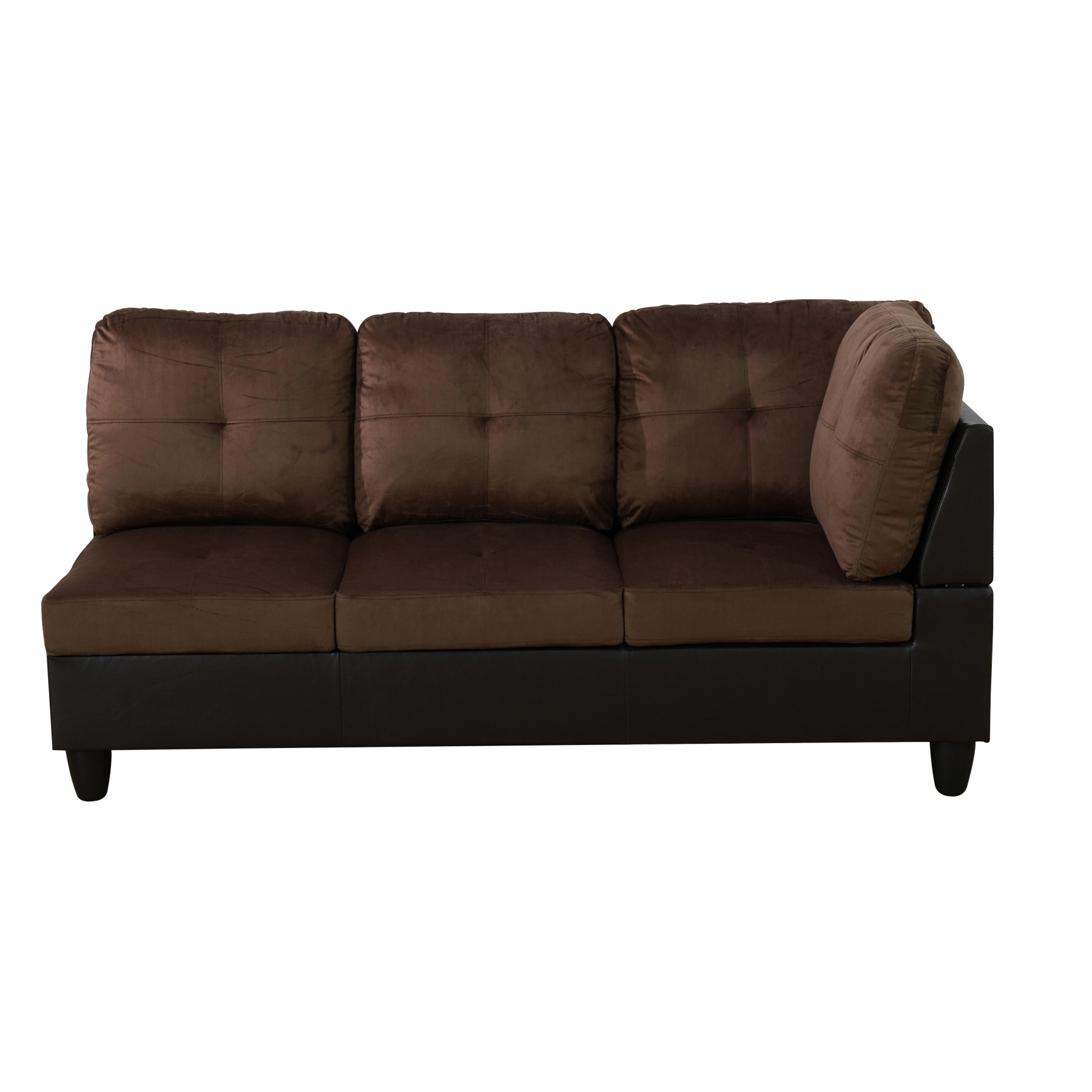 Hommoo Lint & PVC L-Shaped Sectional Couch and Sofa Set, Modern Living Room Furniture Set, Left Side, Brown