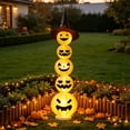 thumbnail image 6 of Light Up Stacked Pumpkin Tower Halloween Decoration – 41" Collapsible LED Pumpkin with Witch Hat, Battery Operated Glowing Porch Yard Indoor Fall Decor, 6 of 7