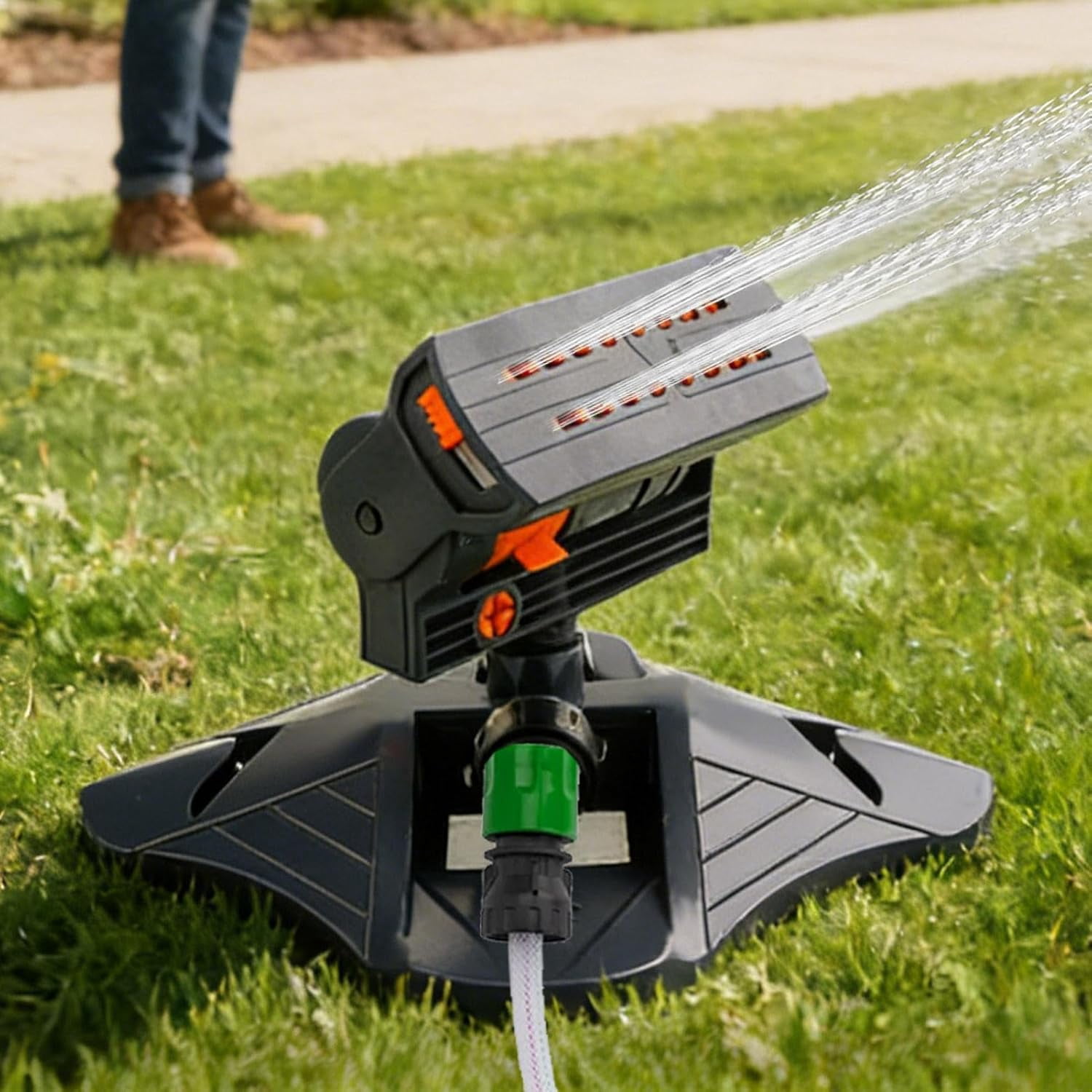Oscillating Sprinklers for Yard - 16 Nozzles Large Area Mini Turbine Heavy Duty,Adjustable Garden Hose Sprinkler - for Outdoor Yard Flower Beds Vegetable Park Farm
