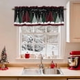 thumbnail image 2 of Merry Christmas Valances for Windows, 54 x 18in, Plaid Xmas Tree Snowflake Red Green Rod Pocket Kitchen Valance Curtain Light Filtering Window Treatments for Living Room Bedroom, 1 Panel, 2 of 7