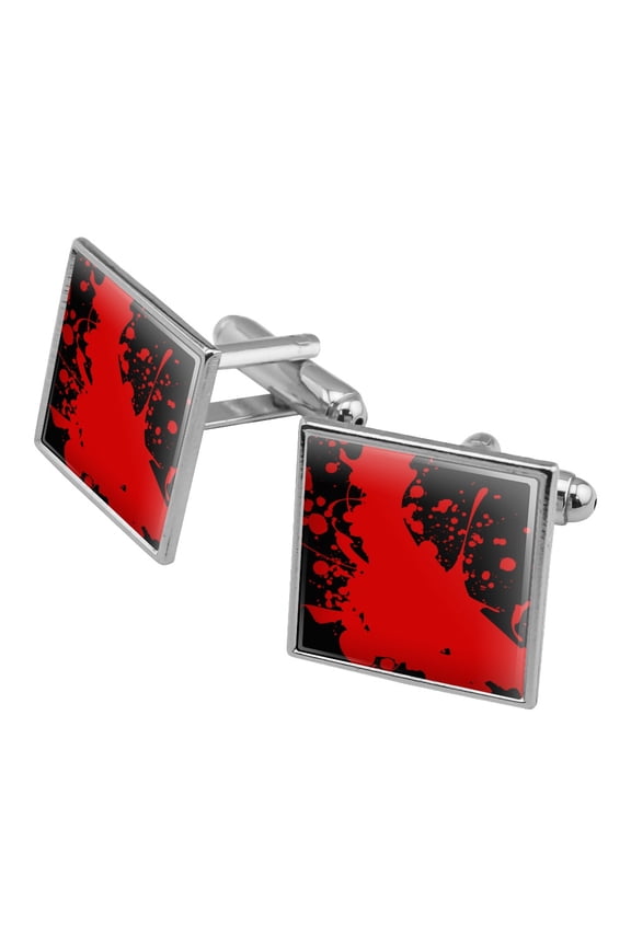 Blood Splatter Classic Horror Movie Halloween Square Cufflink Set - Silver or Gold