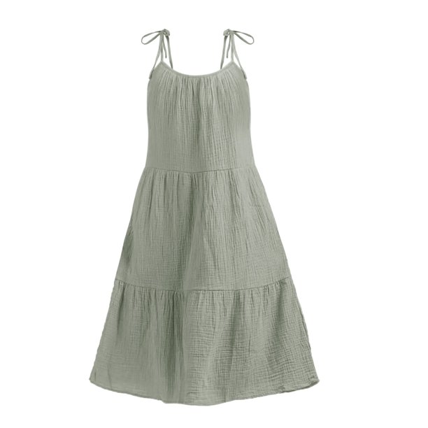 Vestido de gasa de verano Gibobby Vestido primavera verano color sólido Empalme caramelo