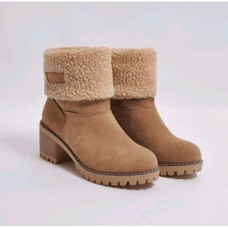 

Mid-Tube Thick Heel Suede Snow Boots