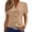 A-Khaki, variant on Womens Summer Tops Eyelet Button Down Blouse Solid Color Casual Loose Short Sleeve Tops