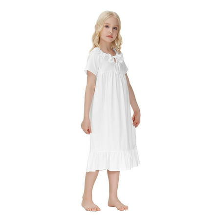 

NECHOLOGY Toddler Girls Nightdress Summer Princess Style Pure Cotton Summer Children s Thin Princess Baby Girl Zipper Pajamas Pajamas White 9-10 Years