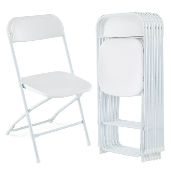 Costway 8 Pack Metal Folding Chairs with Plastic Seat & Back Heavy-Duty Metal Frame