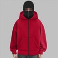 thumbnail image 5 of NOLDARES Women's Balaclava Hoodie Full Zipper Jacket Double Hooded Sweatshirt Wind Resistant Athletic Coat(T153-Red,M), 5 of 5