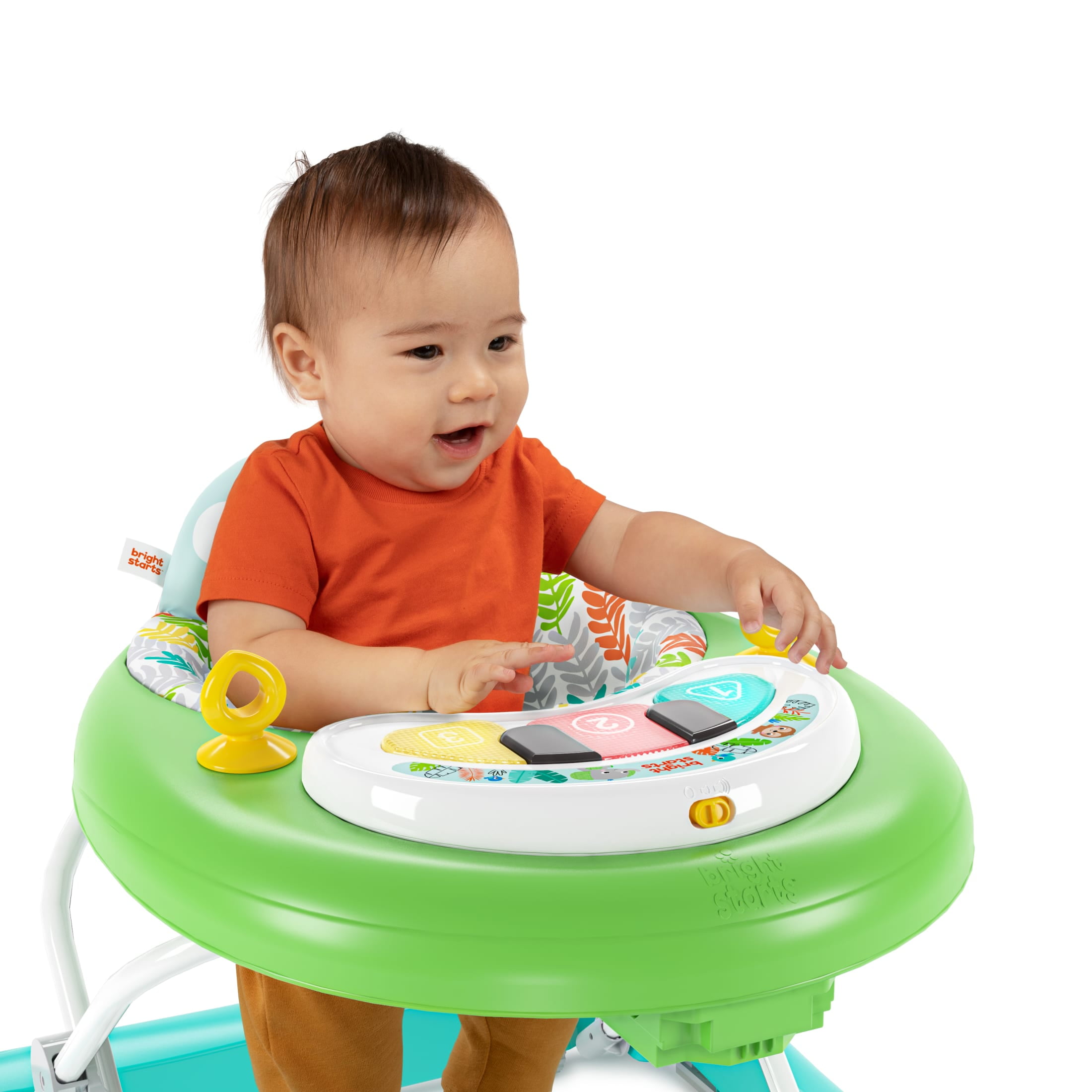 Bright Starts Tiny Trek 2-in-1 Baby Activity Walker, Jungle Vines - Unisex 6 Months+