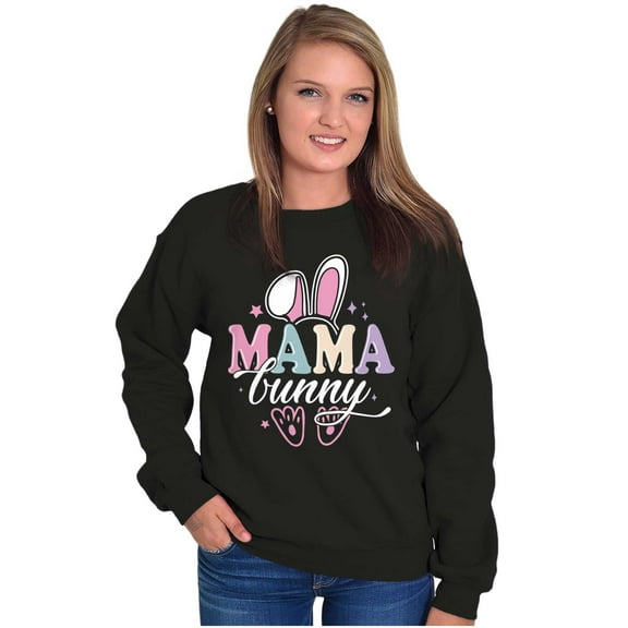 Cute Spring Easter Mama Bunny Ears Women Crewneck Sweatshirt Brisco Brands S