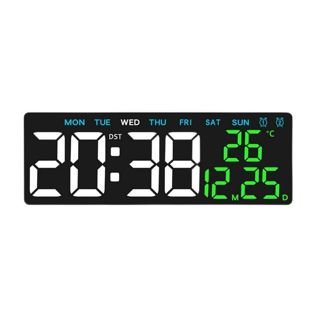 Tnarru Réveil Numérique Multifonctionnel Rectangulaire Pratique 3 Niveaux de Luminosité Horloge Numérique LED Horloge de Bureau Électrique pour Intérieur Coque Blanche