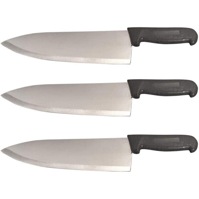 Cozzini Cutlery Imports 10" Chef Knife Choose Your Color - Razor Sharp Commercial Kitchen Cutlery - Cook's Knives (3 Pack - Black)