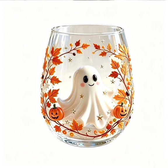 Halloween Icon Glass Cups - Clear Pumpkin, Ghost Icon Juice Glasses Drinking Cups - Ideal for Halloween Party Decoration, Friends Lovely Gifts