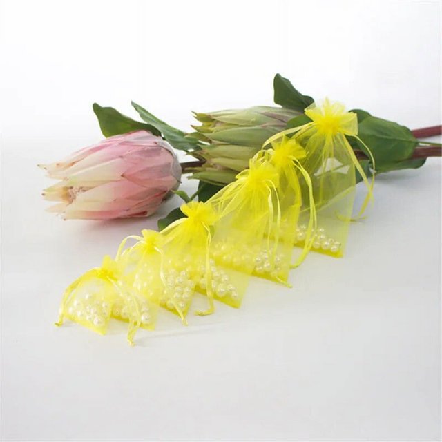 Bolsas de Organza coloridas con cordón, embalaje de joyería, suministros de boda, 7x9, 9x12cm, 13x18, 25 o 50 unidades