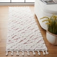 thumbnail image 2 of SAFAVIEH Moroccan Tassel Larry Geometric Shag Runner Rug, Ivory/Pink, 2'3" x 8', 2 of 7