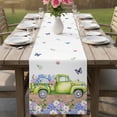 thumbnail image 4 of Blue Purple Floral Table Runner - 60 Inch Long Spring Country Hydrangea Flower Truck Cotton and Linen Blended Dress Scarves Farmhouse Table Runner for Kitchen Dining, Coffee Table, 13" x 60", 4 of 8