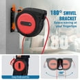 thumbnail image 6 of KFFKFF 65ft Retractable Cord Reel, Robust 12AWG/3C SJTOW Pull-Back Electrical Wire with Illuminated Triple Tap Outlet, 15 Amp Circuit Protection 180° Rotating Bracket for Ceiling, 6 of 9