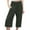 Green, variant on Capri Pants for Women Summer Casual Cotton Linen Elastic Waist Wide Leg Loose Fit Cropped Pants with Pockets