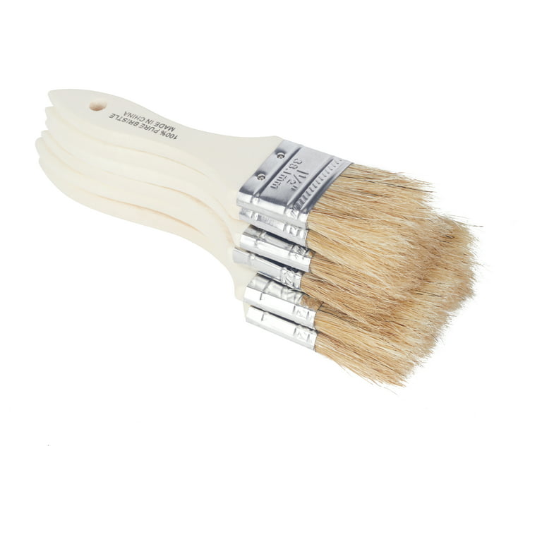 6 Piece Set, Natural Bristle Flat Chip Household Paint Brush for Paint & Crafts, WM 453