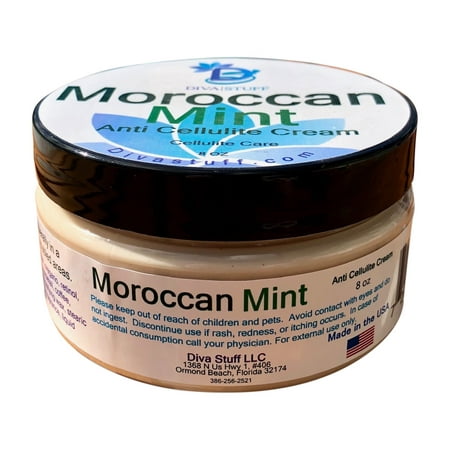 Moroccan Mint Scented Anti Cellulite Cream with Indian Ginseng, Oregano, Horsetail, Juniper Berry, Coffee, Caffeine and More,By Diva