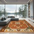 thumbnail image 2 of ODIKA 6'x9' Washable Area Rug Olive Terracotta Floral Geometric Design Ornate Botanical with Art for Dining Room, Under Table, Office Décor, Non-Slip Chair-Friendly, 2 of 7