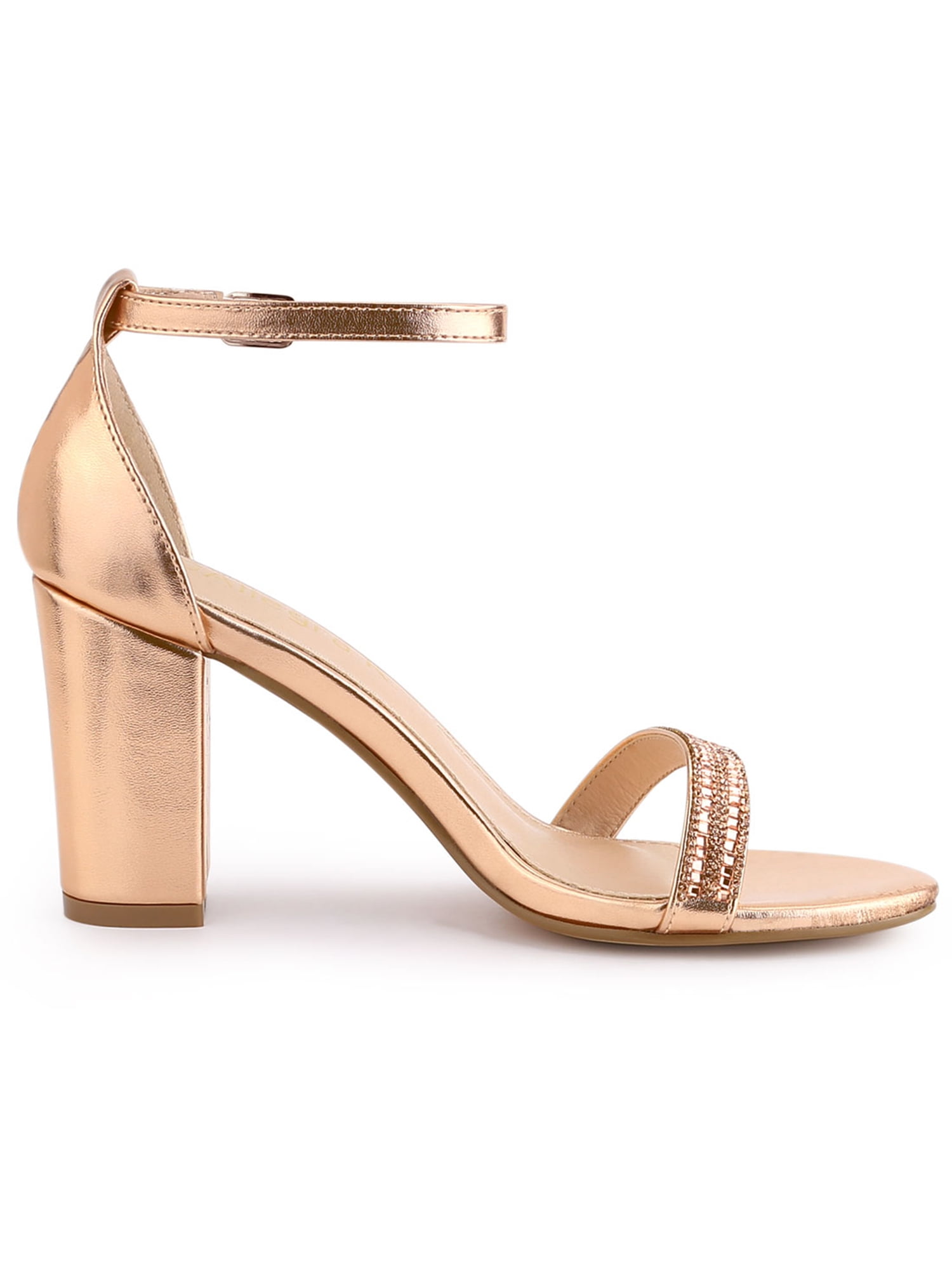 champagne gold block heels